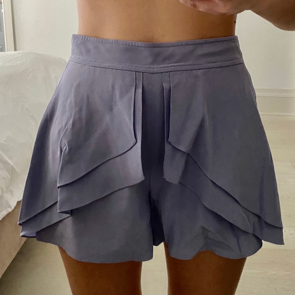 Tibi Lavender silk shorts